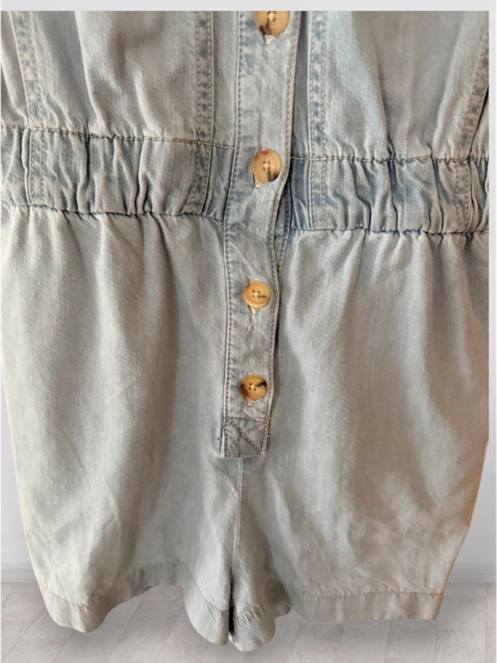 ZARA Light Wash Denim Romper - Size XS - Picture 4 of 8